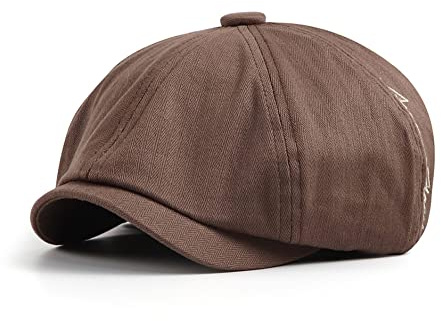 CHENNUO Skärmmössa Gatsby basker keps Newsboy platt keps 8 paneler herr skjutmössa, BRUN, 56/60