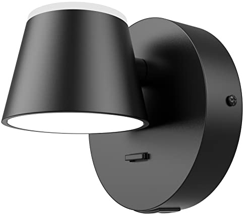 URSOLA Wall Light LED Wall Sconce with On/Off Switch USB Port 110 Volt Hardwired Wall Lamp 350 Rotatable Up Down Sconces Wall Lighting (Black)