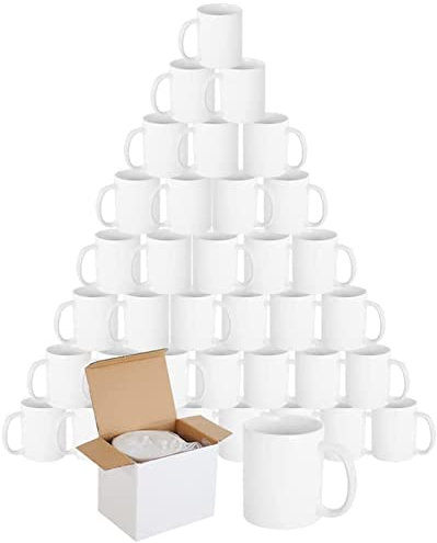 Sublimation Mugs Blank 11 oz Plain White Coffee Mug with Gift Boxes, Double ORCA Coated Ceramic Mugs for Sublimation Printing Heat Press (36pcs)