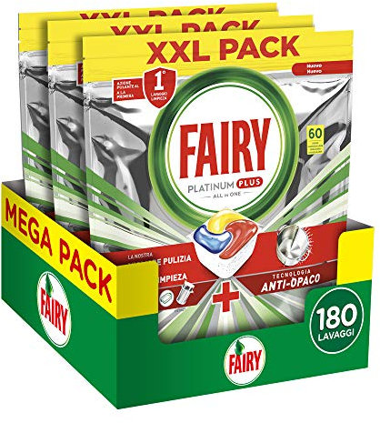Fairy Platinum Plus Geschirrspülmittel, 180 WL, 3 x 60 Waschladungen, matt