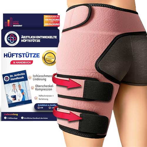 Abrazadera para Cadera Desarrollada por Médicos - Soporte Muslo para Alivio del Dolor de Ciática, Síndrome Piriformi para Hombres y Mujeres - Compresión del Muslo e Isquiotibiales - [Talla S/M, Rosa]