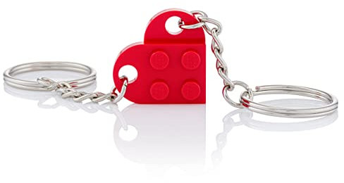 LEGO Heart Keyring | Two Keyrings | Gift Pouch Included | Red