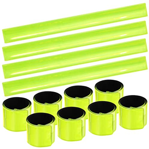 O-Kinee Reflektorband 12pcs,Schnapparmband Reflektor,Reflektorbänder Schnapparmbänder reflektorband Klatscharmband Sicherheitsband für Jogger und Radfahrer(Grün 12pcs)