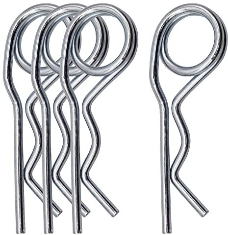 SKIR'CO (4 uds) Pasadores de chaveta de resorte de acero zincado 4 mm, Clips R de anillo doble, Pasador de chaveta de resorte en forma de R