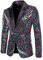 Liaddkv Herren Pailletten Sakko, Bunt Blazer, Männer Anzug Mantel Langarm, Regular Fit Hausanzug Freizeitanzug Anzugjacke für Hochzeit, Party, Festlich