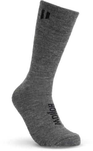 HOLLOW Alpaca Crew Socks for Men and Women, Moisture Wicking Alpaca Socks for Hiking, Running, Outdoors, Any Season Crew Sock, Temperature Regulating, Light Compression, Large, Grey