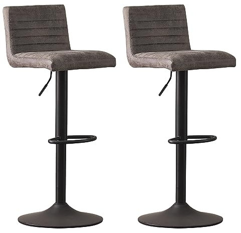 JaHECOME Kunstleder Barhocker 2er Set Barstuhl Bistrohocker mit Rückenlehne, gepolsterter Sitzfläche höhenverstellbar 360° drehbar für Bar, Küche, Bistro, Counter, Esszimmer und Café (2, PU Grau)