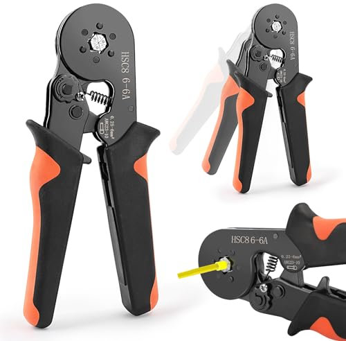 VFANDV Crimpzange Aderendhülsen, Aderendhülsenzange Sechskant Crimpzange Presszange, Elektro Crimpzange für Aderendhülsen 0,25-6mm², Elektroniker Crimp Tool Selbsteinstellend Elektrowerkzeug