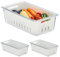 Relaxdays Kühlschrank, 3er Set, stapelbar, Abtropfkorb, Lebensmittel Organizer mit Deckel, transparent/weiß