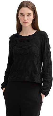 TOM TAILOR Denim Blusa de Mujer, 14482 Deep Black, L