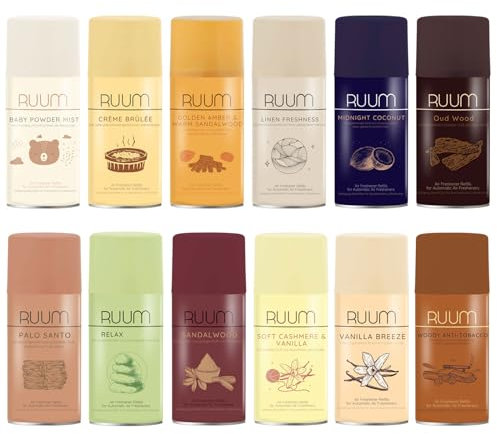 RUUM Lufterfrischer Nachfüller 12er Mix Paket - 250ml, Kompatibel Mit Air Wick Freshmatic