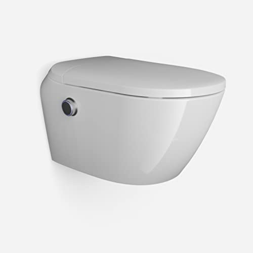 BERNSTEIN Inodoro-ducha T640 Pro Microburbujas con extensión de garantía de 5 años y esterilización UV-C blanco con calefacción de asiento Inodoro suspendido sin borde con función de bidé