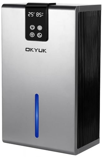 Deshumidificador eléctrico 2700 ml, deshumidificador para el hogar con apagado automático, luz LED de 7 colores, ideal para caravanas, baños, dormitorios, sótanos (gris)