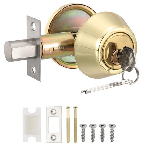 PATIKIL Keyed Alike Single Cylinder Deadbolts, Keyed Entry Door Knob Anti-Theft Exterior Door Hardware for Front Door and Entrance Door, Gold