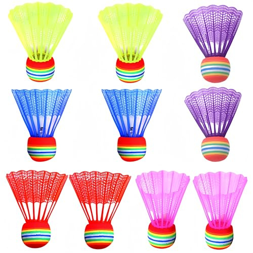 Loopunk Shuttlecocks - Coloured Badminton Shuttlecocks, Hit-Resistant Toy Balls Colorful Training Ball, Lightweight Nylon and Plastic Shuttlecocks, for Indoor Outdoor Sports Fitness Game 12 Pcs