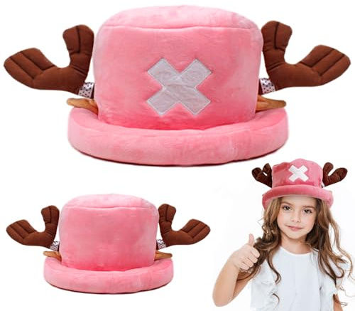 Anime Cosplay Hat, One Piece Chopper Hat, Pink, Anime Cartoon Hat, Winter Plush Hat, Cosplay Party, Birthday Plush Hat, Cute Hats, Warm and Comfortable for Adults and Children