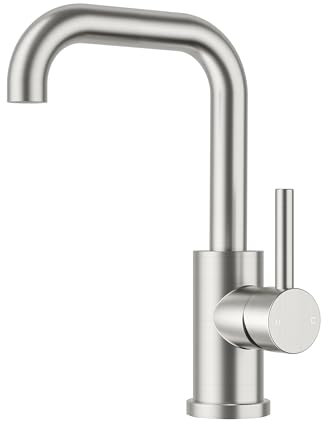 FORIOUS Robinet Salle de Bain/Cuisine Pivotant à 360°, Mitigeur Noir pour Eau Chaude/Froide avec Hauteur de 9,84'', Mitigeur en Acier Inoxydable Facile à Installer pour Salle de Bain,Camping-car