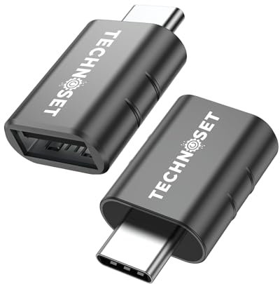 TECHNOSET Adattatore USB a Tipo C 3.0 [2 Pezzi] OTG Maschio a Femmina, Adattatore USB Type C, USB C to USB per iPhone 16 Plus PRO Max MacBook Air iPad Redmi Galaxy S24 S23 S8 S9 MacBook Pro 2021