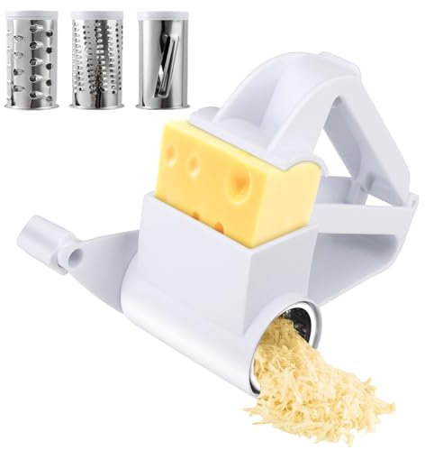 Râpe à Fromage Rotative Manuelle,Moulin à fromage Manuel en acier Inoxydable,râpe à fromage compacte avec manivelle pour la cuisine,Râpe à Parmesan,Reibe Edelstahl,passe au lave-vaisselle,Gemüsehobel