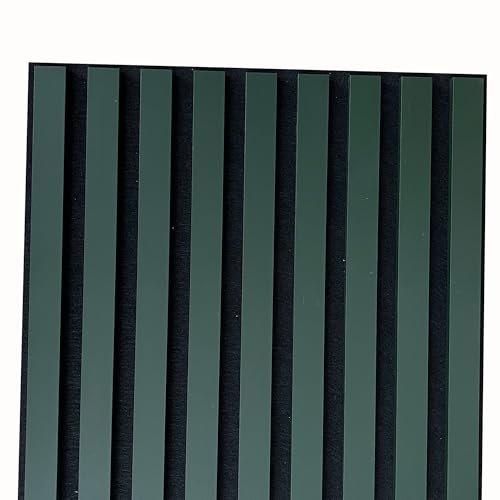 MEBANO. Vert bouteille Lamelles Acoustiques sur Feutre Noir 240x53 cm Panneaux Muraux Acoustiques Absorption Sonore et Décoration Murale élégante Panneaux Muraux en MDF