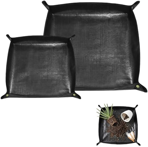 2 Pezzi Tappetino per Rinvaso, PE Tappetino per Piante, Tappetino per Piantare Per Piante da Set Giardinaggio per Interni, Verde (Nero2)