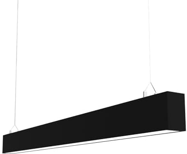 Lámpara LED Lineal Colgante Moderna, 150cm (60W) / 120cm (36W), Luz de Techo para Oficina y Comedor, Iluminación Profesional (Negra,1500mm,4500K)