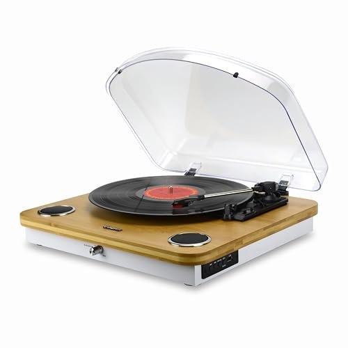 Energy Sistem BambooSpin Skivspelare 10 W effekt, 33/45/78 RPM-auto-stopp-funktion och Bluetooth in & out- RCA och USB Player/Encoder-anslutning