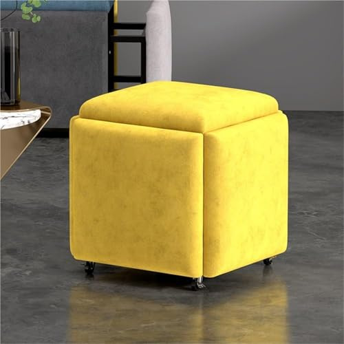 Sgabello cubo 5 in 1 girevole con rotelle, impilabile per soggiorno, sedia da toeletta rimovibile, seduta versatile Solut in pelliccia salvaspazio