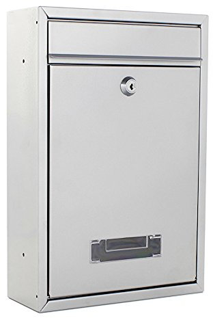 Rottner cassetta postale Tarvis Argento, in acciaio, con design moderno e compatto, targhetta portanome integrata nella finestra di visualizzazione, serratura a cilindro di colore grigio chiaro.