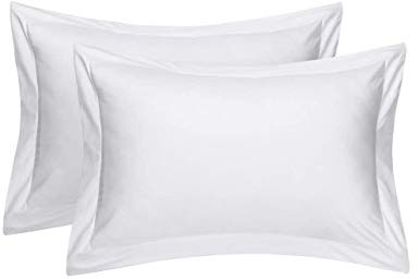 Rayyan Linen Oxford Pair of Pillowcases White 100% Egyptian Cotton 200 Thread Counts Size 50 x 75cm - 2 Pack Pillow Cases