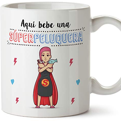 MUGFFINS Taza Peluquera (Superhéroes() - Regalos Originales y Divertidos de Peluquería