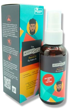 #EverydayHustle Beard Oil for Black Men by Adam Ali, Lightweight Beard Serum Spray and Natural Beard Oil Hydration, for Soft Facial Hairs and Skin Care, Jasmine Scent, 60ml