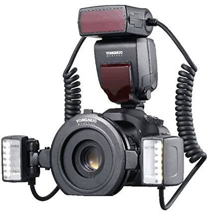 YONGNUO YN24EX TTL Macro Flash Speedlite 2pcs Flash Heads 4pcs Adapter Rings for Canon DSLR Cameras