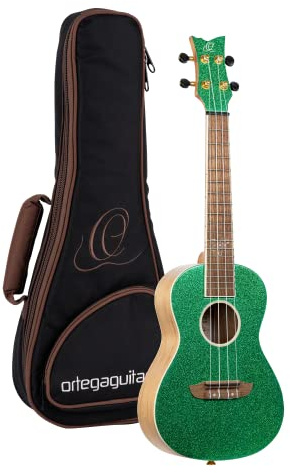 Ortega Guitars Concert Ukulele Acoustic – Element Series – Gigbag Included – Spruce, Green (RUEL-MGR)