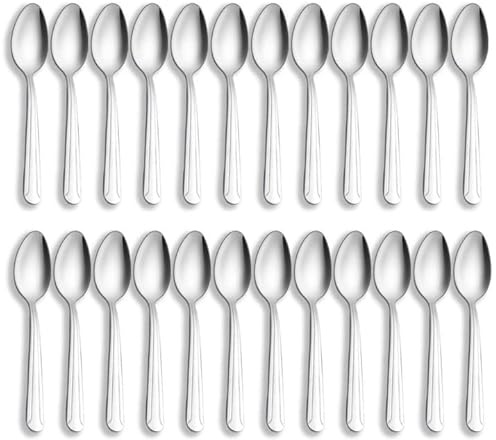 Hunnycook Teaspoons Set 24 - Food-Grade Stainless Steel Tea Spoons Set,Coffee Spoons Cutlery, Mirror Polished Dessert Spoon Set for Home, Kitchen or Restaurant, Dishwasher Safe(5.7/15cm)
