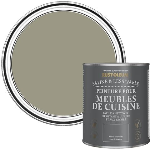 Rust-Oleum Green Scrubbable Kitchen Cupboard Paint in Satin Finish - Grounded 750ml