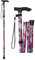 Klappbarer Gehstock Mit T-Griff - Höhenverstellbare Gehhilfe für Senioren, Behinderte, Männer und Frauen - Spazierstock in Schwarz (Violette Blume)