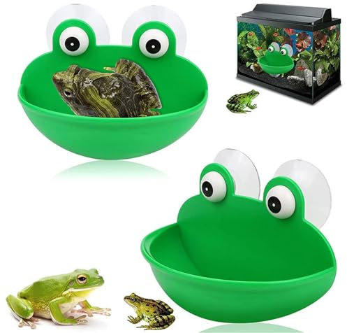 Fenytay 2 Cute Frog Shaped Wall-Mounted Tank Decoration For Frog, Frog Dish Holder, Cute Frog Terrarium Decor Fish Tank, Tree Frog Habitat For Toad Frog Tree Frog Small Aquatic Animals