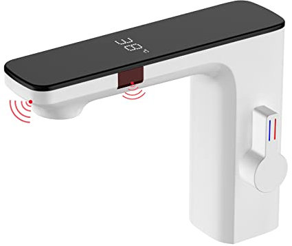Rubinetti con sensore per lavabo Rubinetto Automatico, Rubinetto con sensore a infrarossi per lavandino del Bagno, Rubinetto Senza Contatto Rubinetto Automatico per Bagno Bianco Nobile ambizione