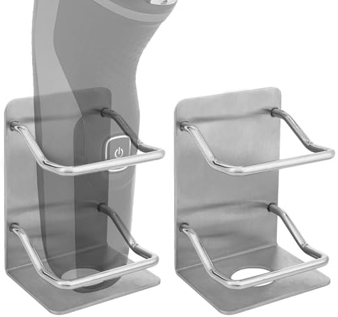 Linkidea 2-pack rakapparathållare i rostfritt stål för dusch, rakapparatsorganiserare, kompatibla med Braun Series 5, Philips Series 2400, 5000x, 9000 (silver)