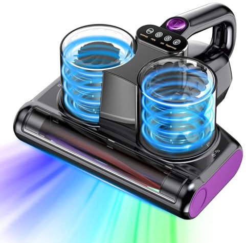 YUFAC Aspirador de Colchones, 16Kpa, Aspirador de Mano con Luz UV, 500W, Antiácaros con Filtro HEPA, Calefacción, con Cable, Ideal para Camas, Sofás, Alfombras, alfombras (Negro)