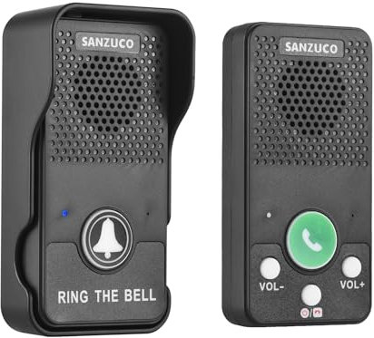 Swokely Interphone de porte sans fil, interphone intelligent, communication bidirectionnelle en temps réel, 4 sonnettes, 8 niveaux de volume, sonnette de porte électronique, rechargeable