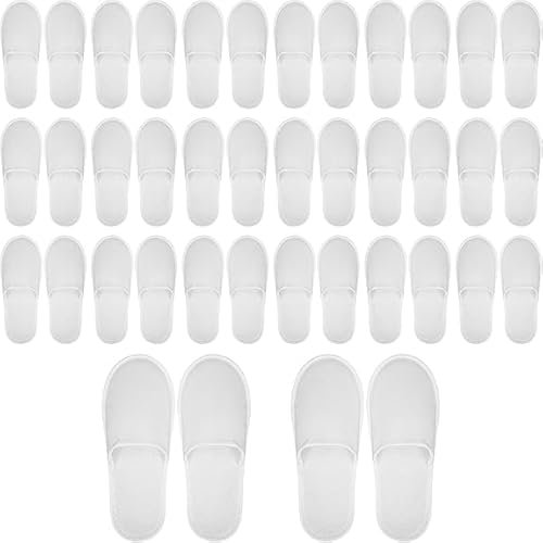 Gziztx 20 Paar Hotelslipper Gästehausschuhe, Einweg-Hausschuhe, geschlossene Zehenpartie, weiße Hausschuhe für Männer und Frauen, für Hotelgäste und Spa