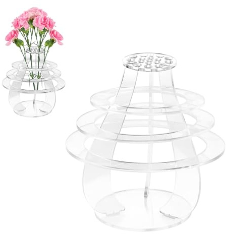 BOXOB Vase à Fleurs Puzzle, Ensemble de Construction de Bouquets en Acrylique Transparent Présentoir Créatif pour Fleurs Roses Tournesols Jonquilles Lotus Tulipes (Style B)