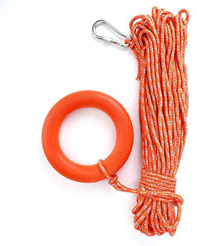 Water Floating Lifesaving Rope, 30m 6mm Diameter Throwing Rope Reflective Rescue Lifeguard Rescue Lifeline with Hook Pull Rings for Swimming