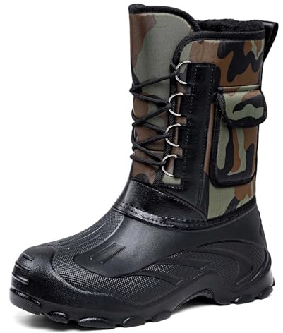 Botas de nieve de invierno para exteriores hasta la mitad de la pantorrilla con suela antideslizante para clima frío, Verde militar., 41 EU