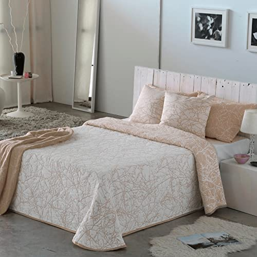 VIALMAN Colcha Bouti Ligera Sofia 18 para Cama de Matrimonio de 180 cm y de 200 cm | Tamaño Colcha 270 x 270 cm, Color Beige