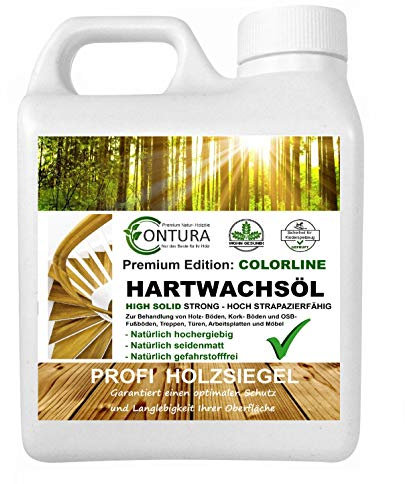 1 Liter Contura Hartwachsöl High Solid Colorline FARBIG weiß grau braun schwarz Hartwachs Öl Fußbodenöl Parkettöl Möbelöl Holzöl Hartöl (Farblos 01)