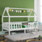 ZYLOYAL10 Kinderbett, Hausbett 90x200 cm - 5 bis 10 Jahren - Massivholz Kinderbett mit Rausfallschutz und Lattenrost (ohne Schublade, Weiß)