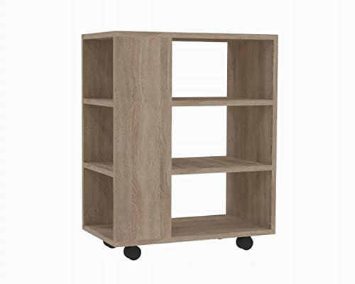 Druckertisch mit Rollen Sonoma - Druckerständer - Regal Mit Rollen - Rolltisch - Druckerschrank - Druckerwagen - Druckerregal für Büro und Zuhause